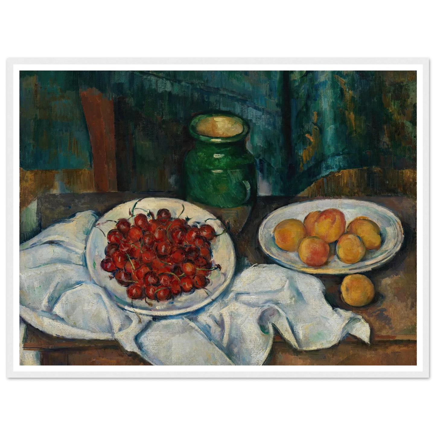 Still Life With Cherries And Peaches (1885-1887) Art Print | Paul Cezanne - Framed Poster - 30x40 cm / 12x16″ - Black frame