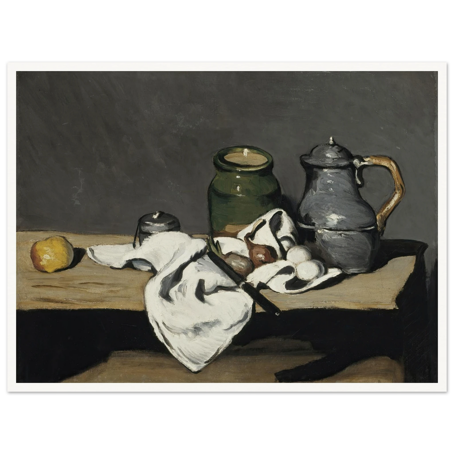 Still life with kettle (1867 - 1869) Art Print | Paul Cezanne - Framed Poster - 30x40 cm / 12x16″ - Black frame