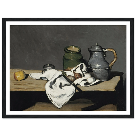 Still life with kettle (1867 - 1869) Art Print | Paul Cezanne - Framed Poster - 30x40 cm / 12x16″ - Black frame