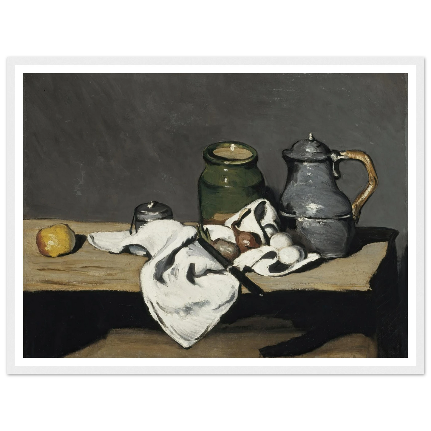 Still life with kettle (1867 - 1869) Art Print | Paul Cezanne - Framed Poster - 30x40 cm / 12x16″ - Black frame