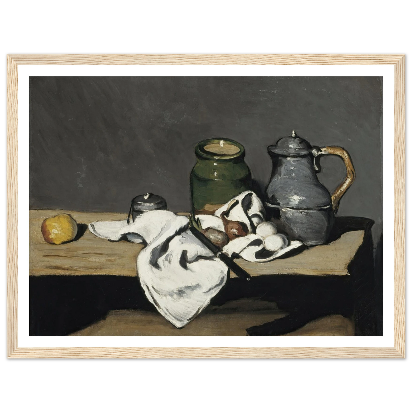Still life with kettle (1867 - 1869) Art Print | Paul Cezanne - Framed Poster - 30x40 cm / 12x16″ - Black frame