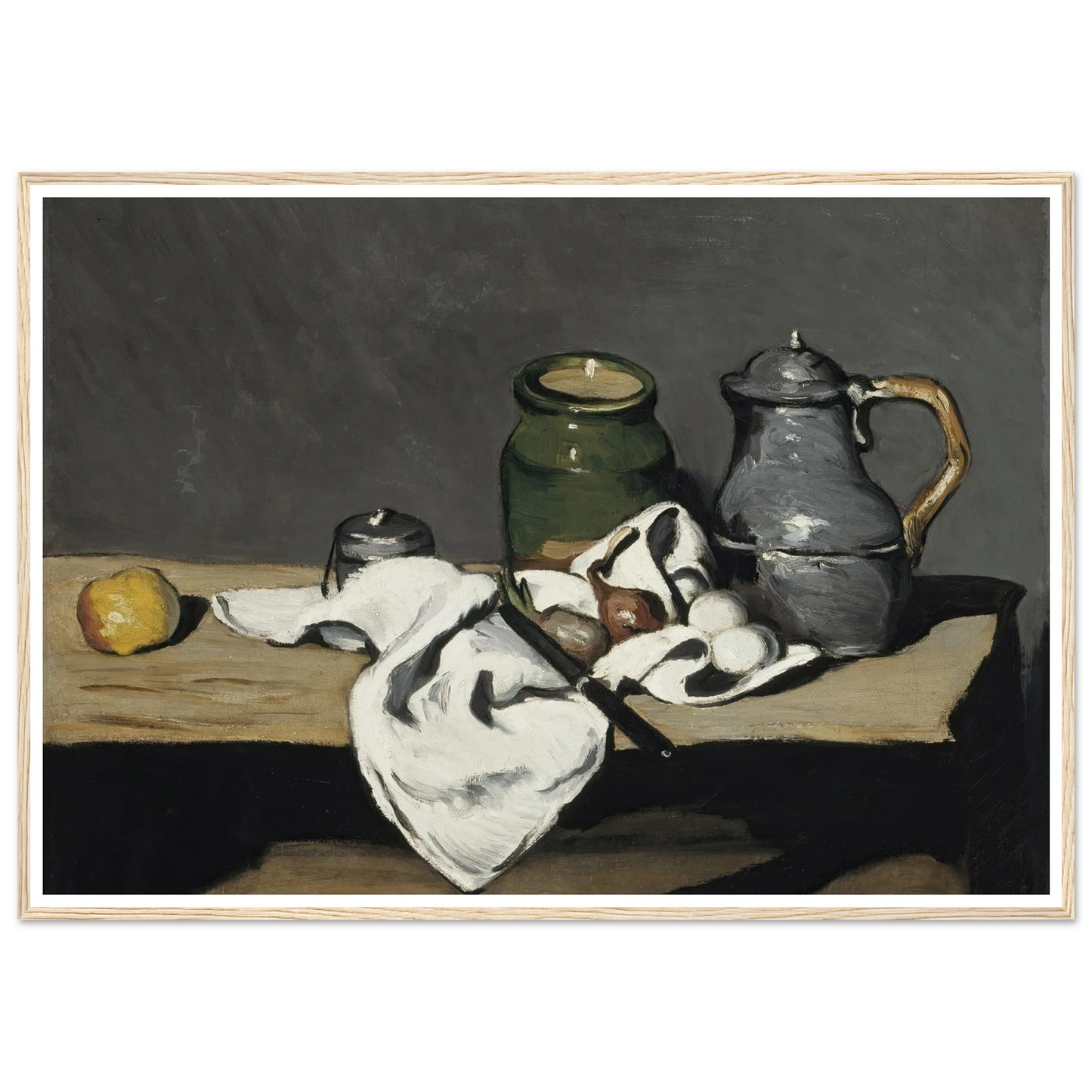 Still life with kettle (1867 - 1869) Art Print | Paul Cezanne - Framed Poster - 30x40 cm / 12x16″ - Black frame