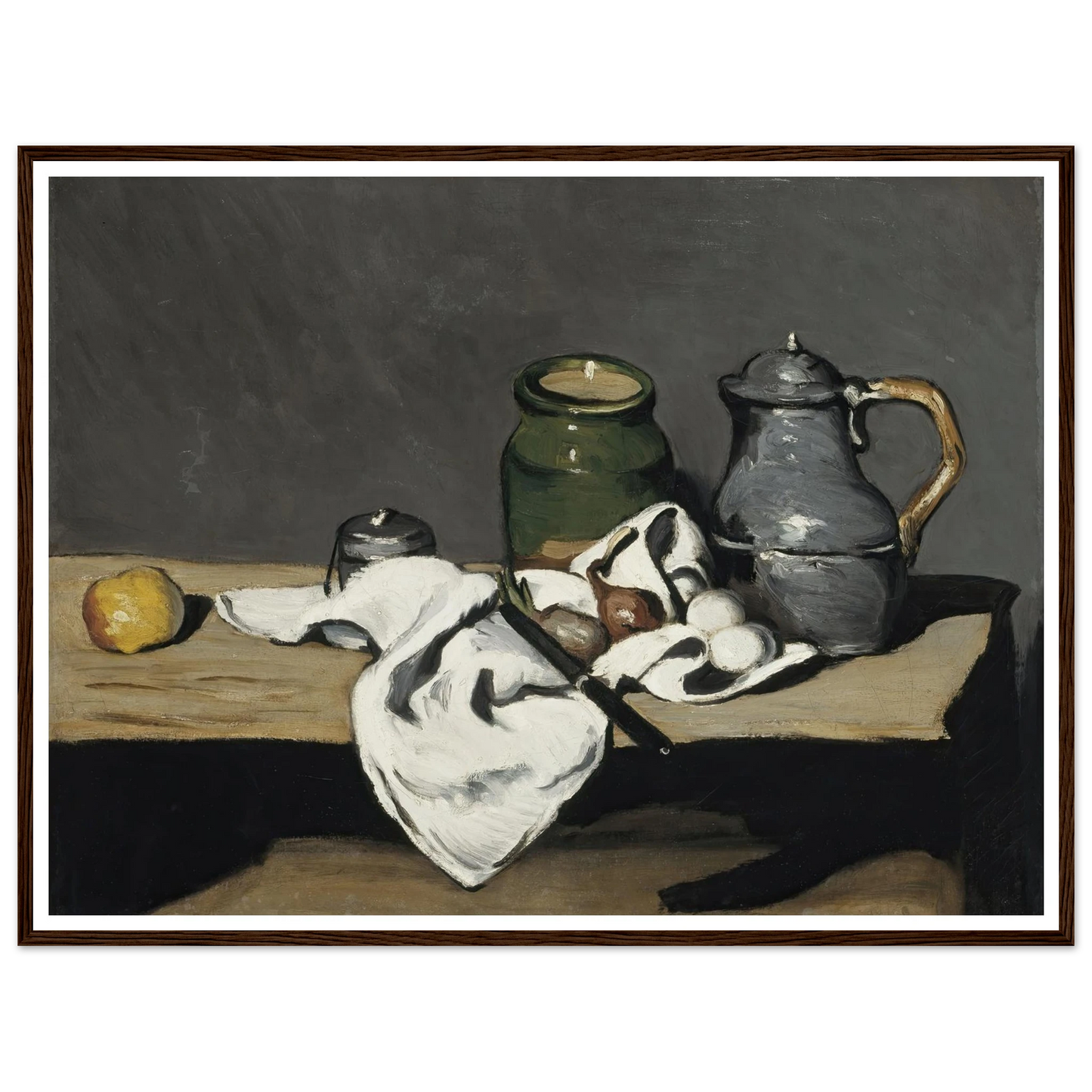 Still life with kettle (1867 - 1869) Art Print | Paul Cezanne - Framed Poster - 30x40 cm / 12x16″ - Black frame
