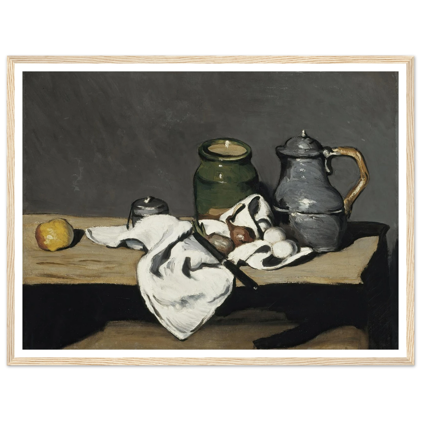 Still life with kettle (1867 - 1869) Art Print | Paul Cezanne - Framed Poster - 30x40 cm / 12x16″ - Black frame