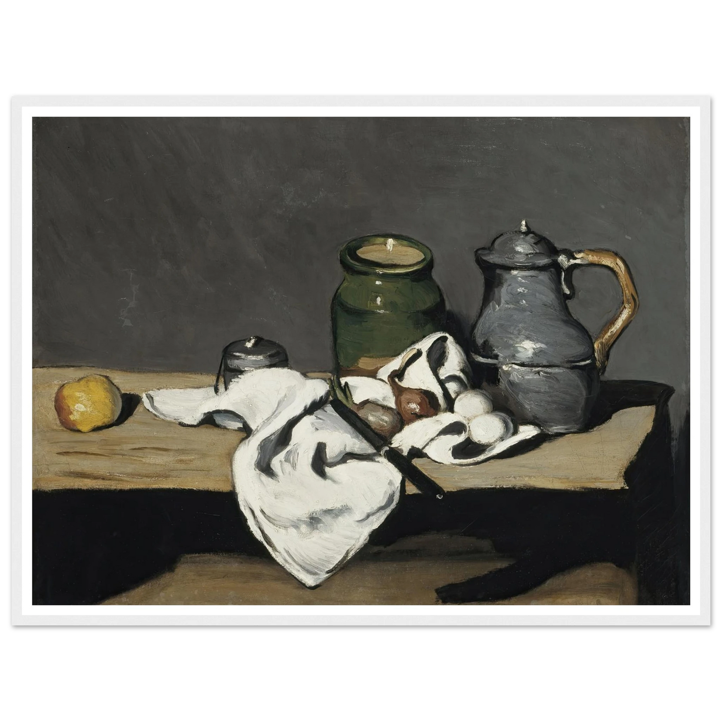 Still life with kettle (1867 - 1869) Art Print | Paul Cezanne - Framed Poster - 30x40 cm / 12x16″ - Black frame