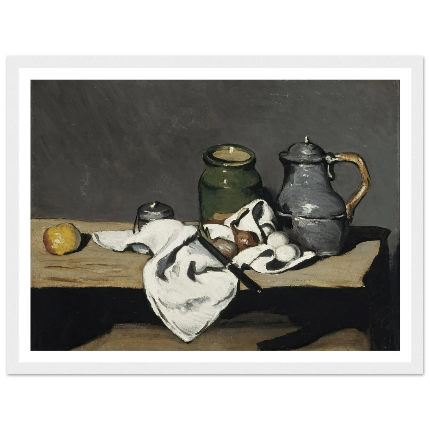 Still life with kettle (1867 - 1869) Art Print | Paul Cezanne - Framed Poster - 30x40 cm / 12x16″ - Black frame