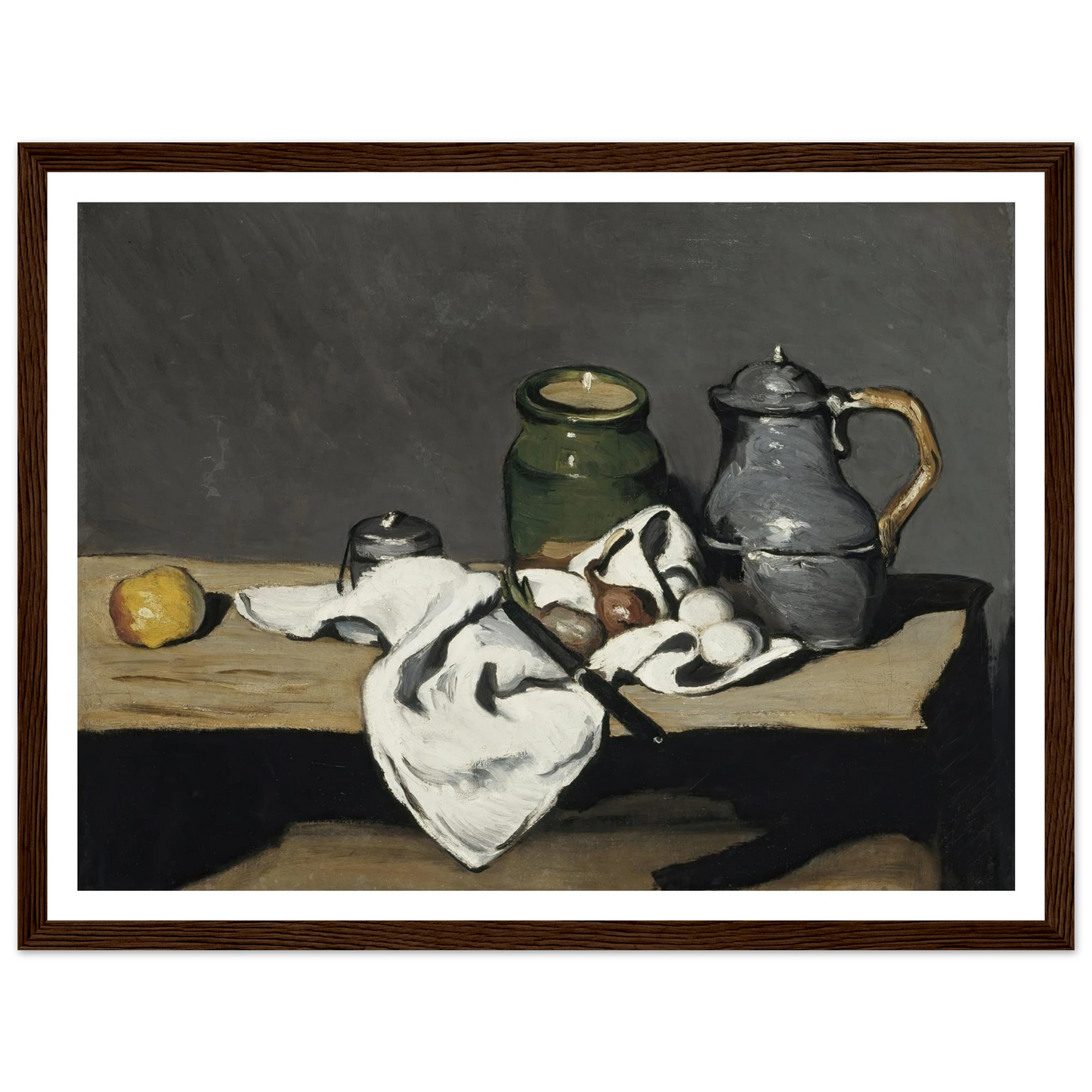 Still life with kettle (1867 - 1869) Art Print | Paul Cezanne - Framed Poster - 30x40 cm / 12x16″ - Black frame