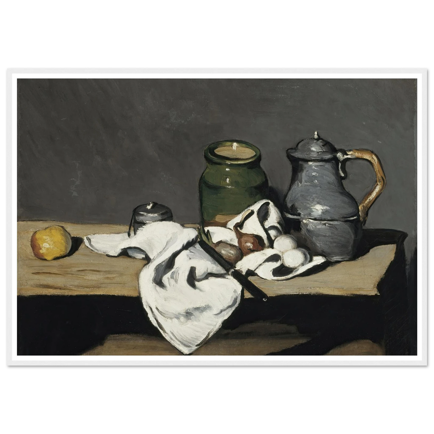 Still life with kettle (1867 - 1869) Art Print | Paul Cezanne - Framed Poster - 30x40 cm / 12x16″ - Black frame