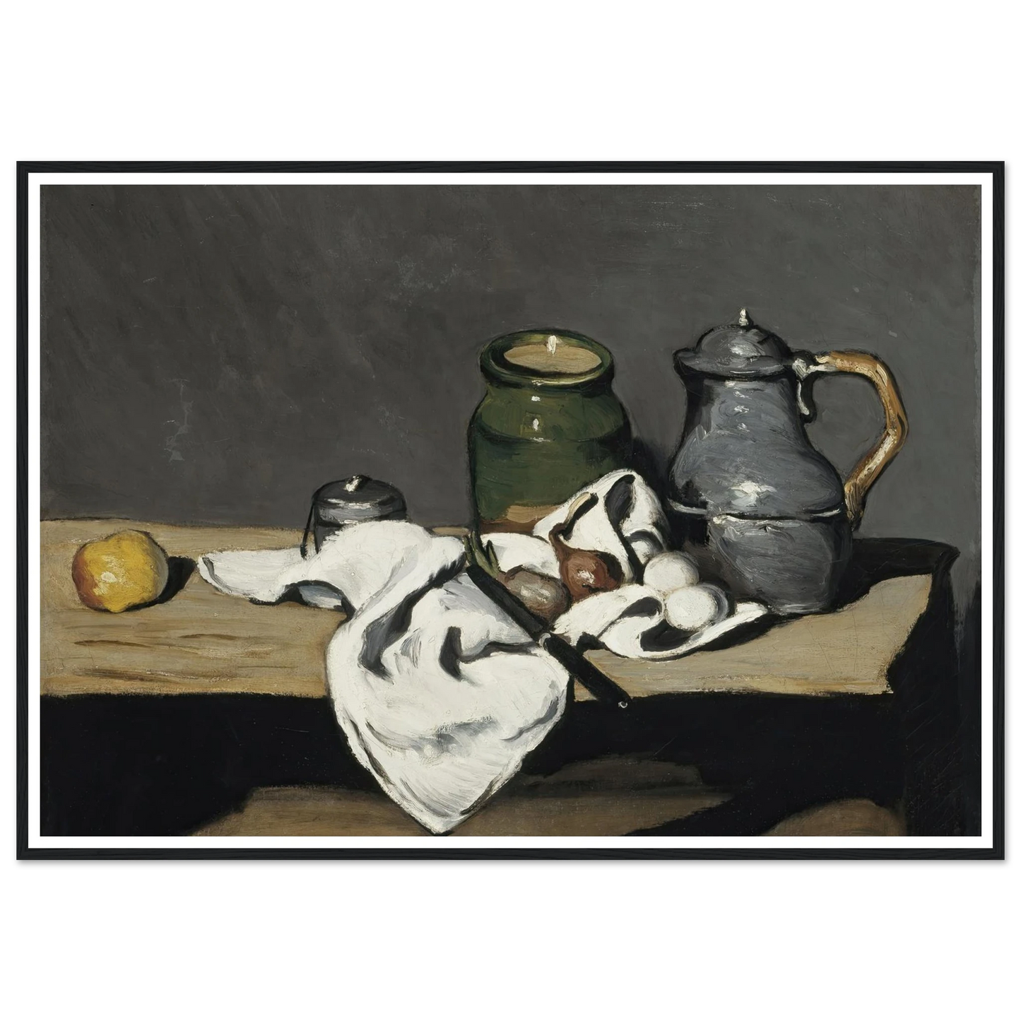Still life with kettle (1867 - 1869) Art Print | Paul Cezanne - Framed Poster - 30x40 cm / 12x16″ - Black frame