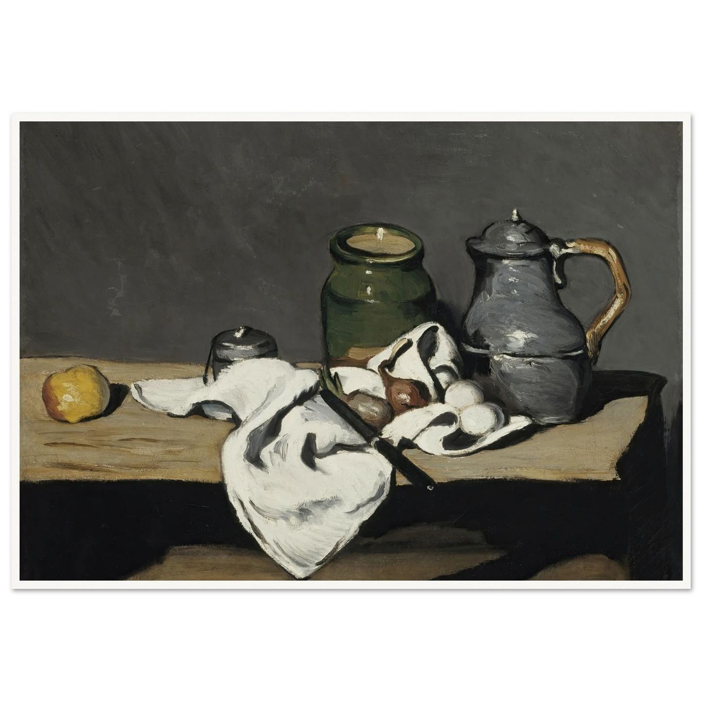 Still life with kettle (1867 - 1869) Art Print | Paul Cezanne - Framed Poster - 30x40 cm / 12x16″ - Black frame