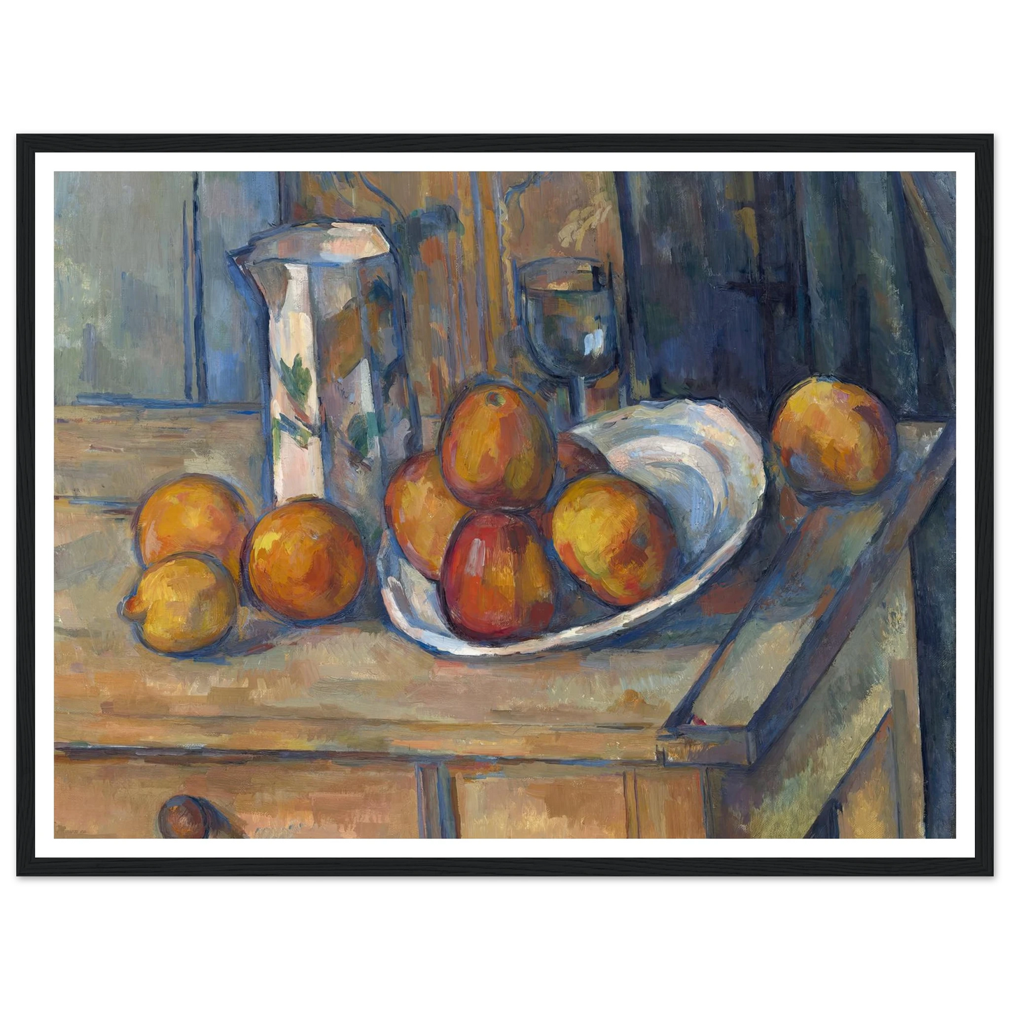 Still Life with Milk Jug and Fruit (c. 1900) Art Print | Paul Cezanne - Framed Poster - 30x40 cm / 12x16″ - Black frame