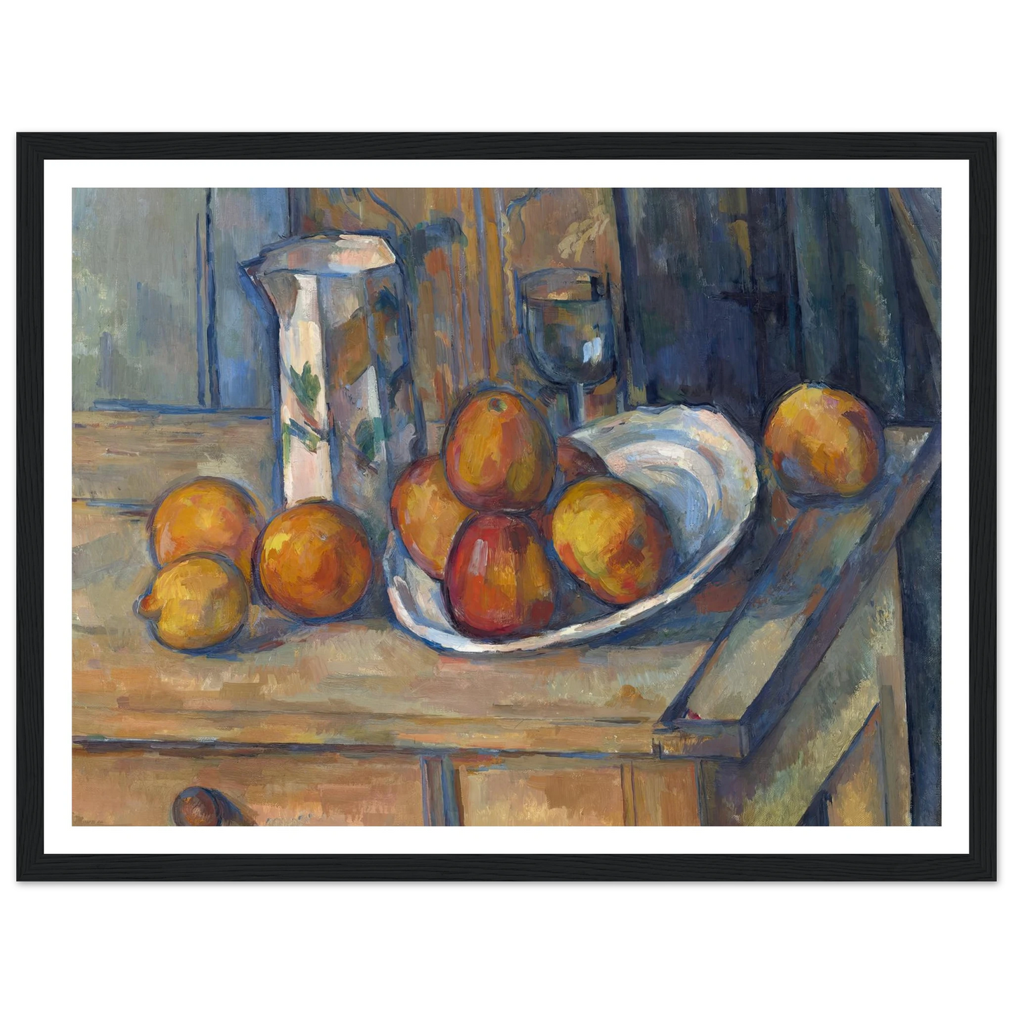 Still Life with Milk Jug and Fruit (c. 1900) Art Print | Paul Cezanne - Framed Poster - 30x40 cm / 12x16″ - Black frame