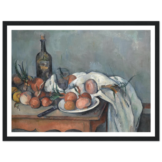 Still Life with Onions (1896 - 1898) Art Print | Paul Cezanne - Framed Poster - 30x40 cm / 12x16″ - Black frame
