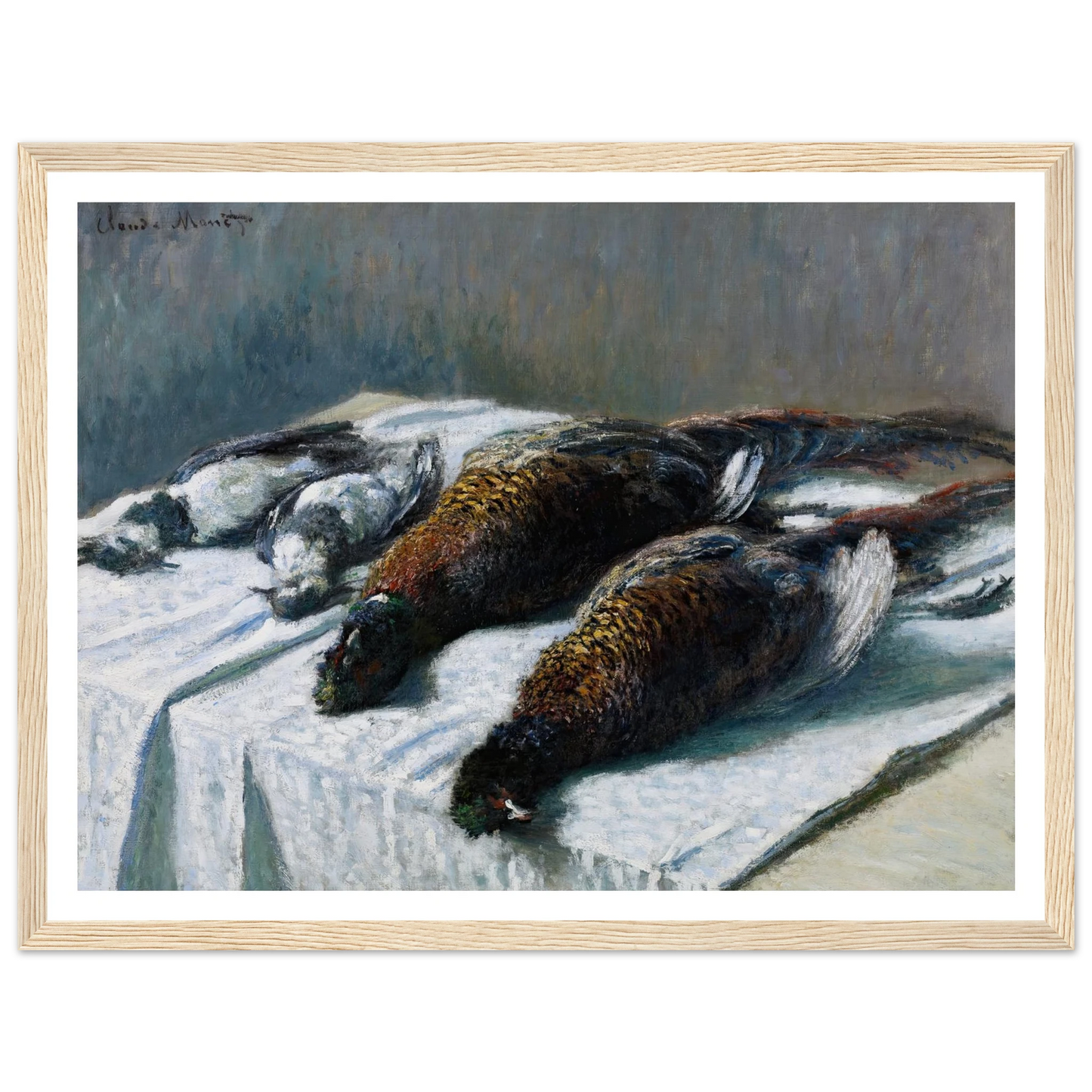 Still Life with Pheasants and Plovers (1879) Art Print | Claude Monet - Framed Poster - 30x40 cm / 12x16″ - Black frame