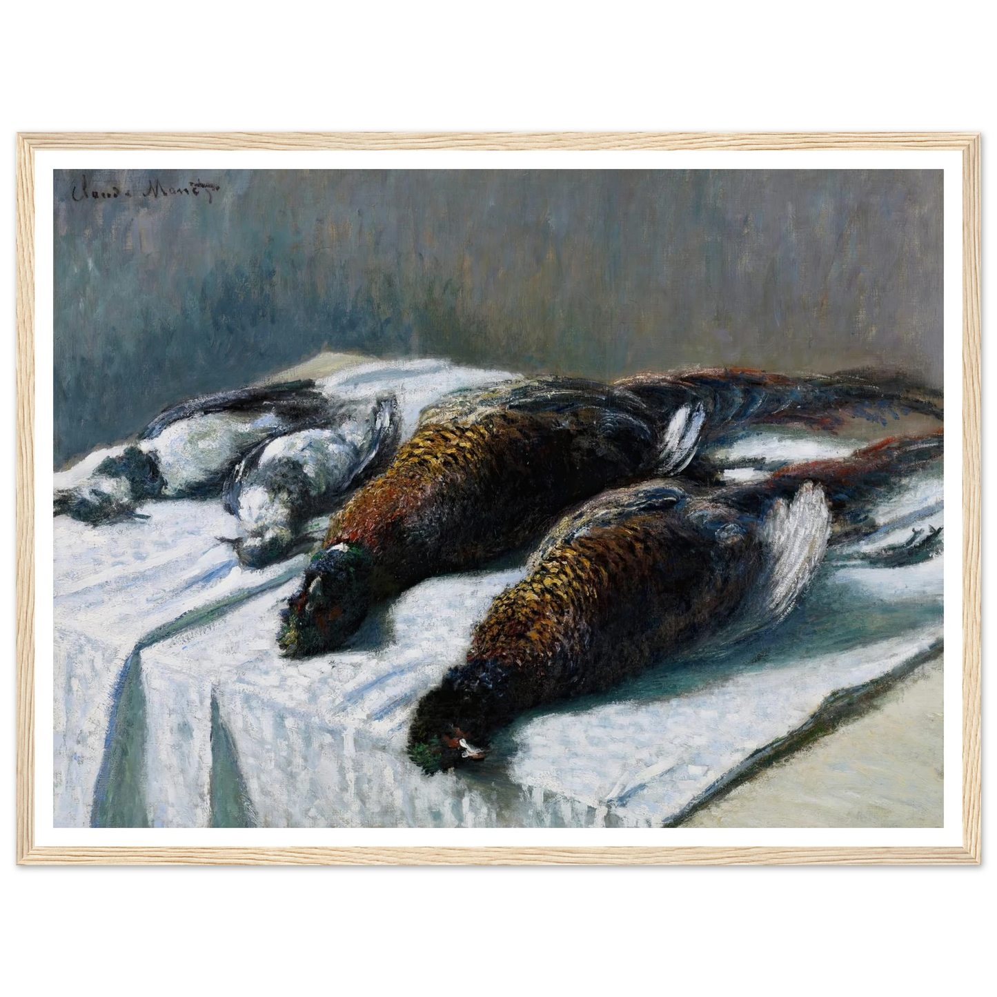 Still Life with Pheasants and Plovers (1879) Art Print | Claude Monet - Framed Poster - 30x40 cm / 12x16″ - Black frame