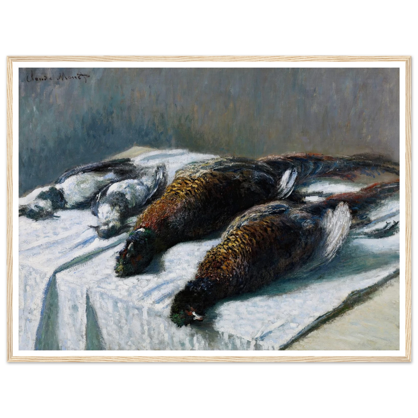 Still Life with Pheasants and Plovers (1879) Art Print | Claude Monet - Framed Poster - 30x40 cm / 12x16″ - Black frame