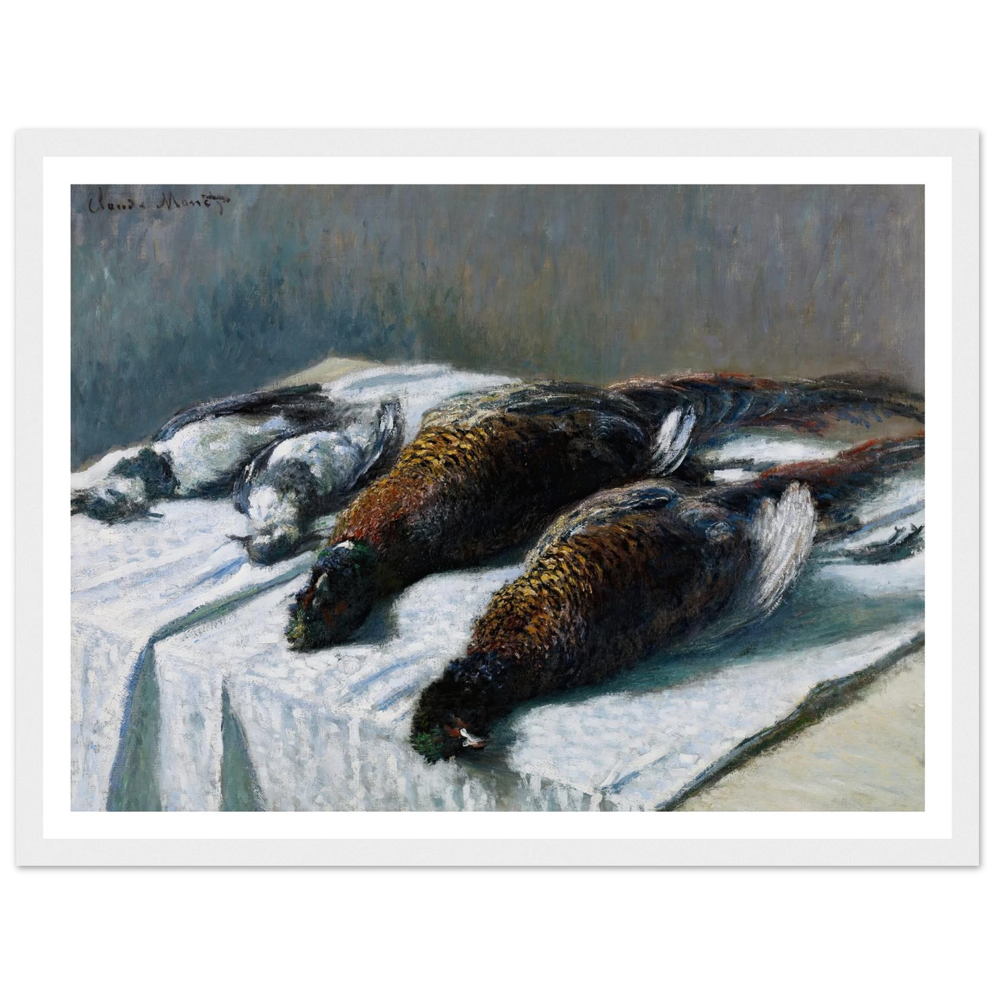 Still Life with Pheasants and Plovers (1879) Art Print | Claude Monet - Framed Poster - 30x40 cm / 12x16″ - Black frame