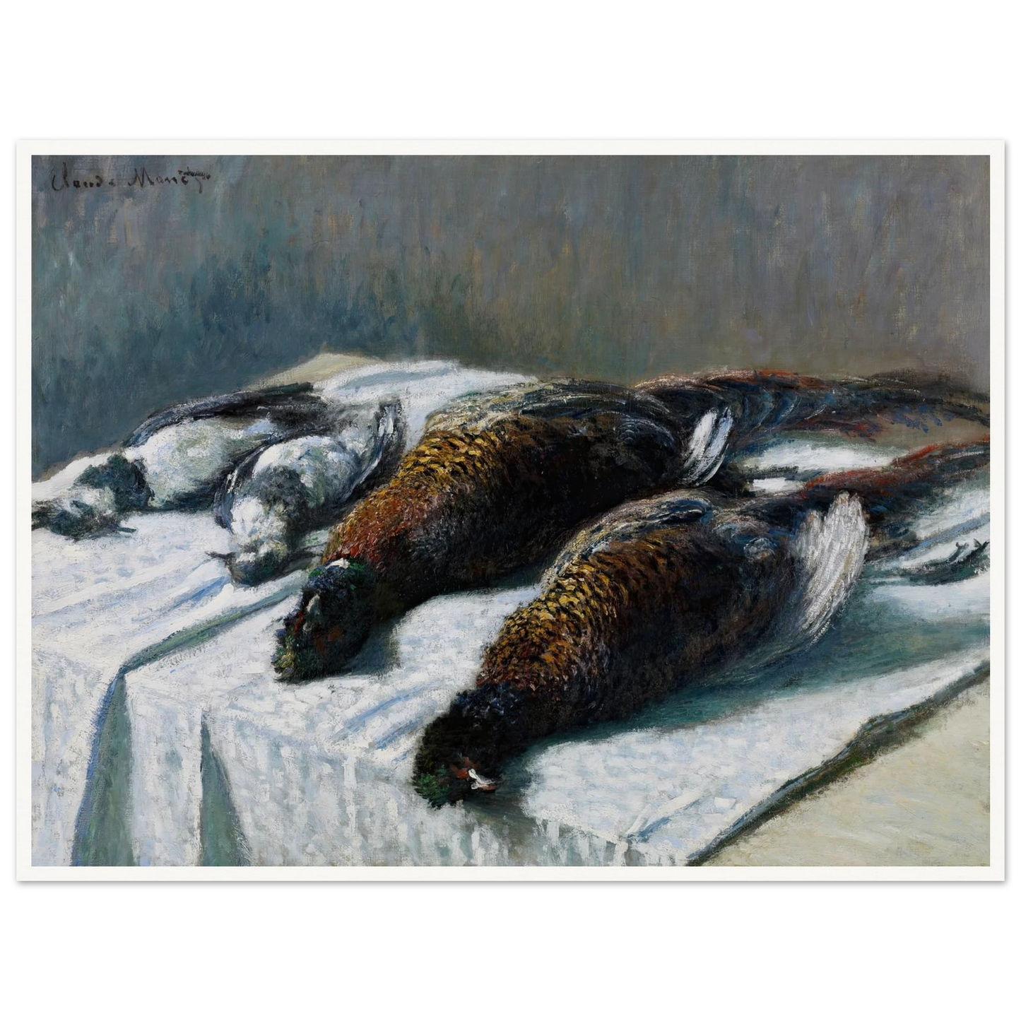 Still Life with Pheasants and Plovers (1879) Art Print | Claude Monet - Framed Poster - 30x40 cm / 12x16″ - Black frame