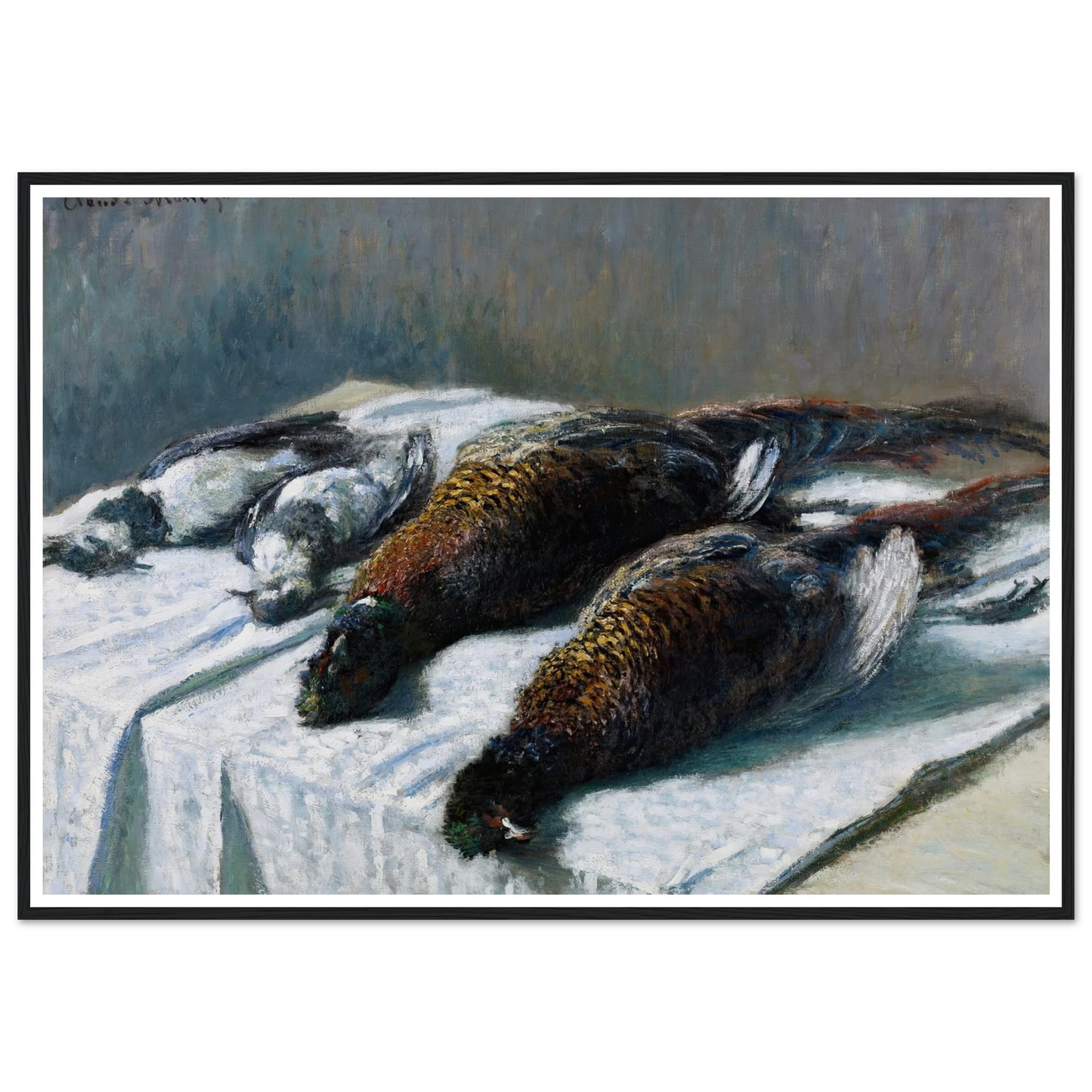 Still Life with Pheasants and Plovers (1879) Art Print | Claude Monet - Framed Poster - 30x40 cm / 12x16″ - Black frame