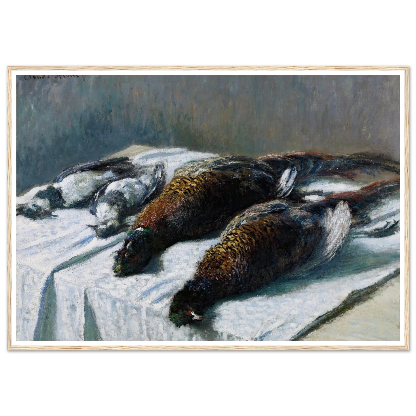 Still Life with Pheasants and Plovers (1879) Art Print | Claude Monet - Framed Poster - 30x40 cm / 12x16″ - Black frame
