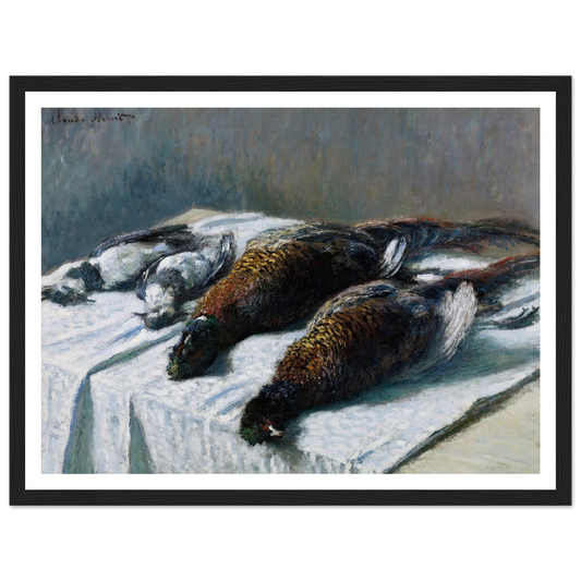 Still Life with Pheasants and Plovers (1879) Art Print | Claude Monet - Framed Poster - 30x40 cm / 12x16″ - Black frame