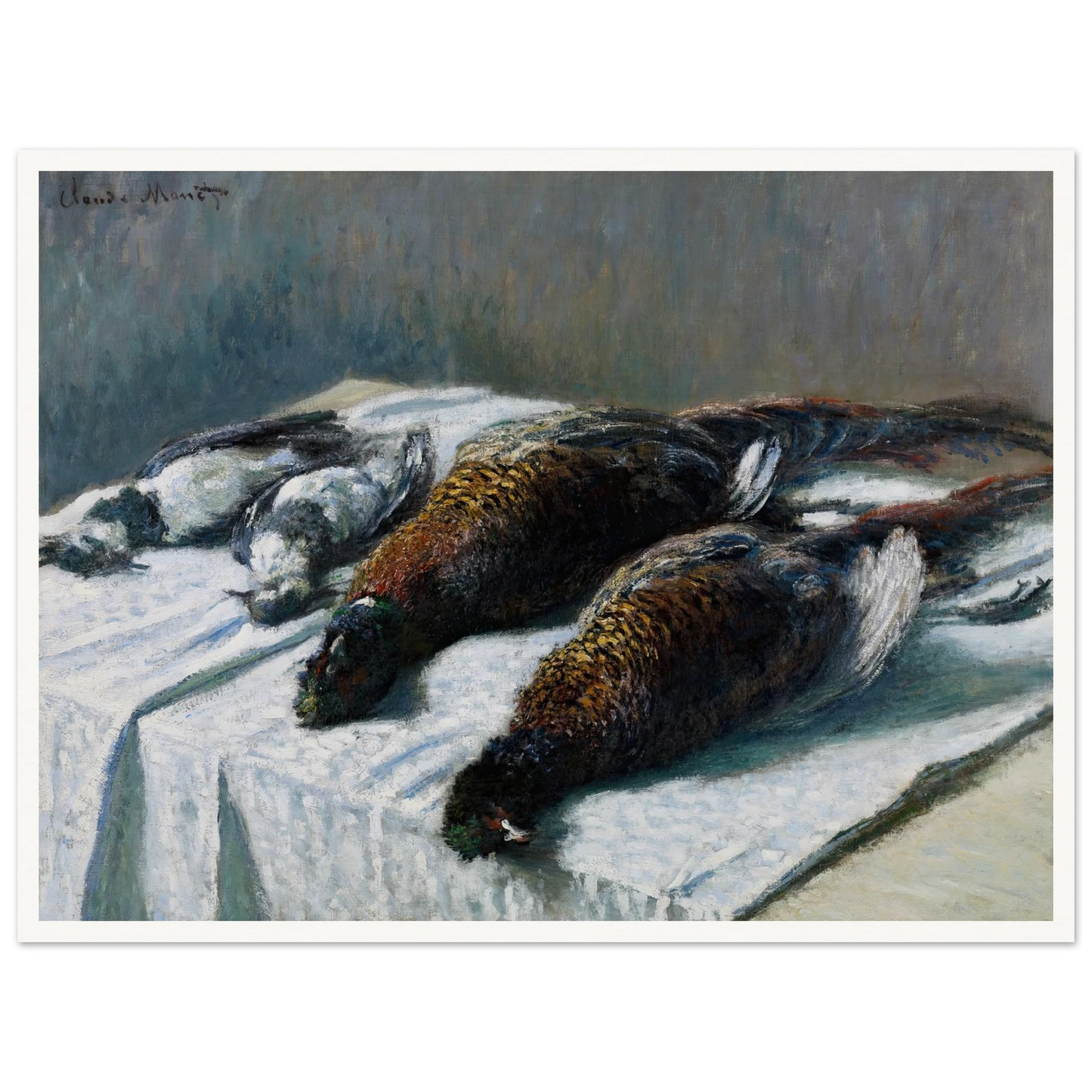 Still Life with Pheasants and Plovers (1879) Art Print | Claude Monet - Framed Poster - 30x40 cm / 12x16″ - Black frame