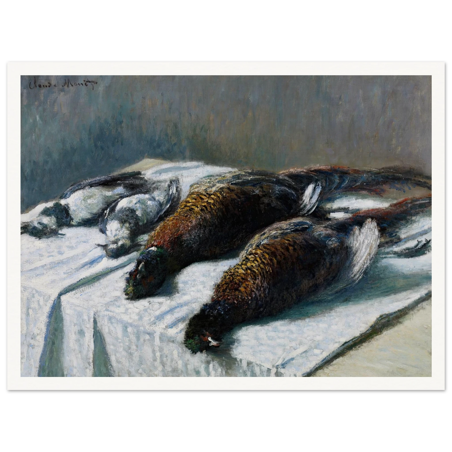 Still Life with Pheasants and Plovers (1879) Art Print | Claude Monet - Framed Poster - 30x40 cm / 12x16″ - Black frame
