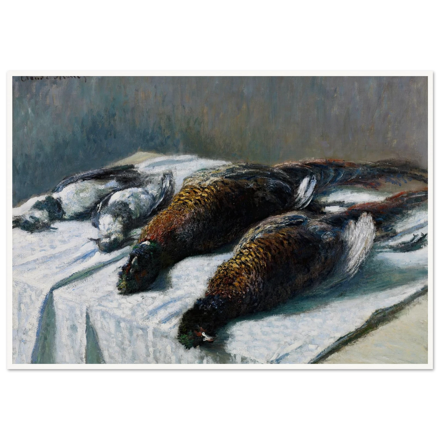 Still Life with Pheasants and Plovers (1879) Art Print | Claude Monet - Framed Poster - 30x40 cm / 12x16″ - Black frame