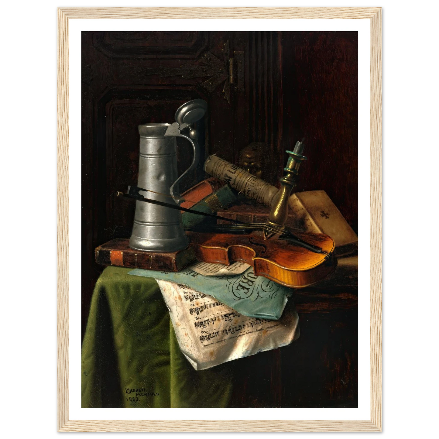 Still Life with Violin (1883) Art Print | William Michael Harnett - Framed Poster - 30x40 cm / 12x16″ - Black frame