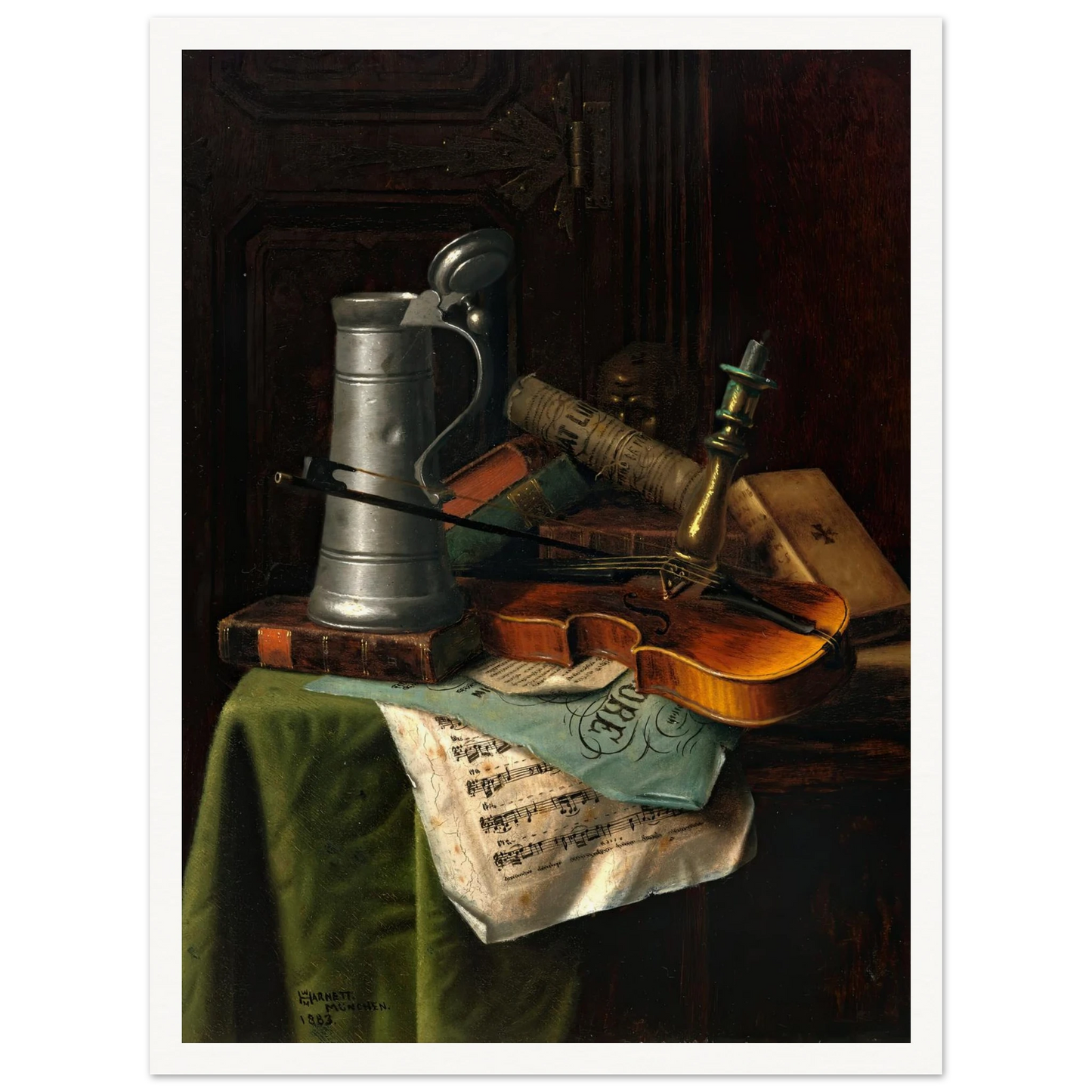 Still Life with Violin (1883) Art Print | William Michael Harnett - Framed Poster - 30x40 cm / 12x16″ - Black frame