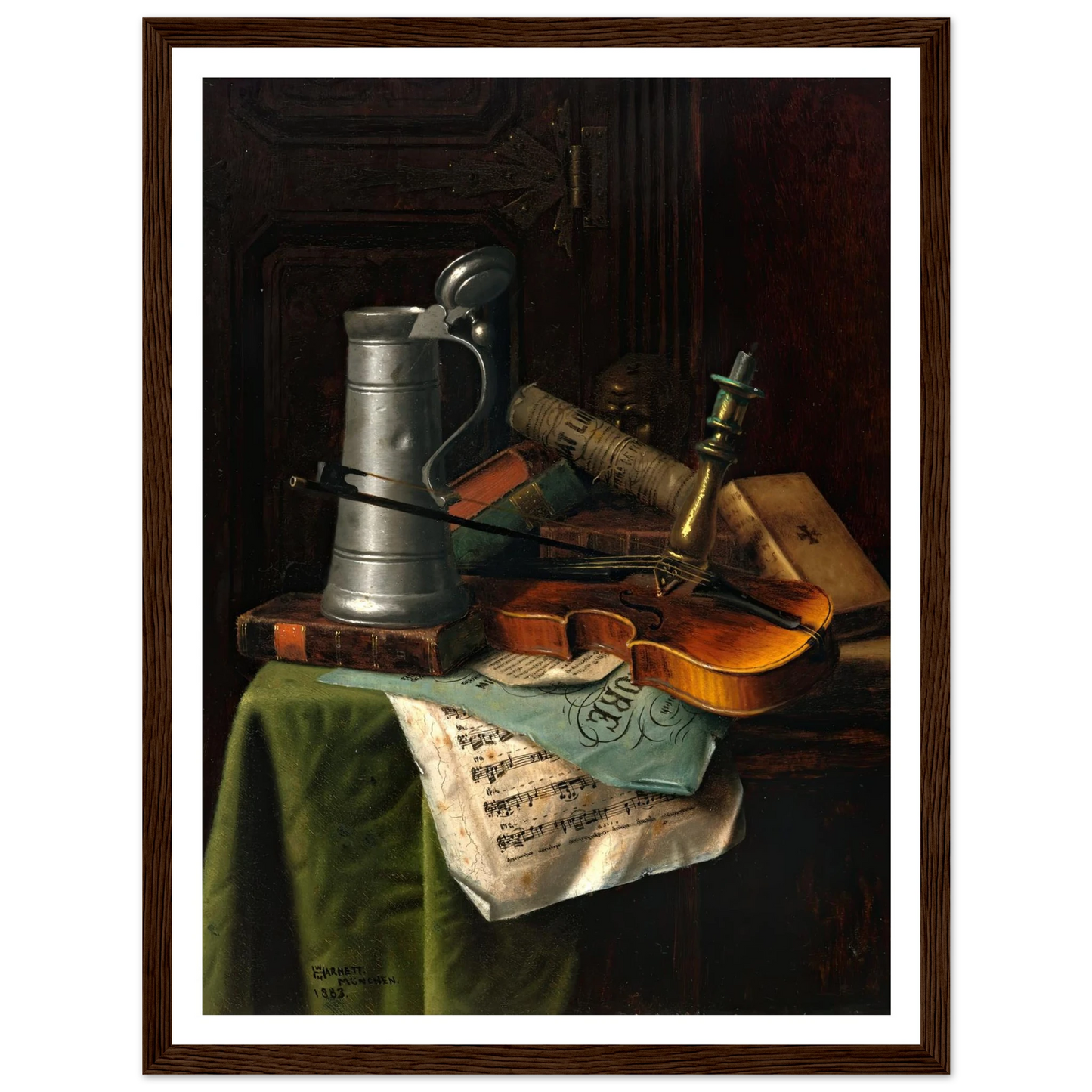Still Life with Violin (1883) Art Print | William Michael Harnett - Framed Poster - 30x40 cm / 12x16″ - Black frame