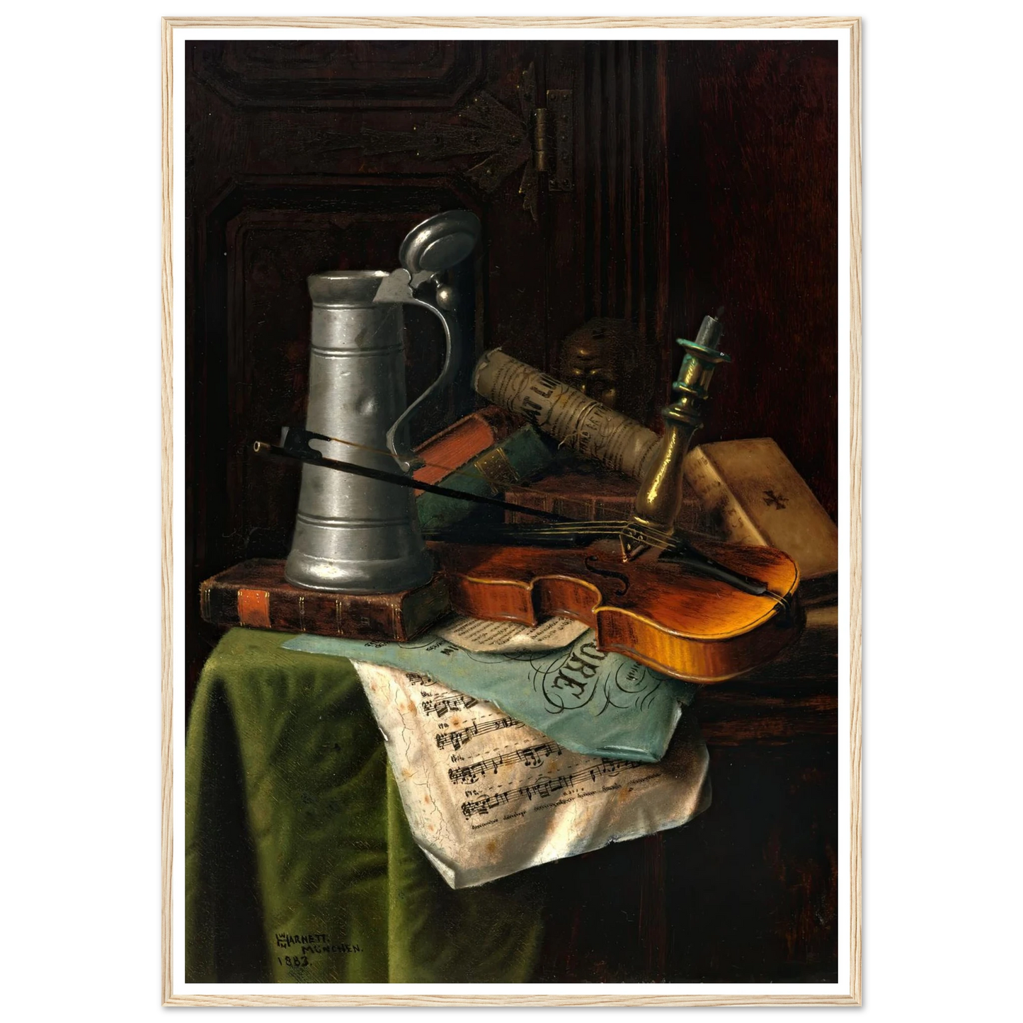 Still Life with Violin (1883) Art Print | William Michael Harnett - Framed Poster - 30x40 cm / 12x16″ - Black frame