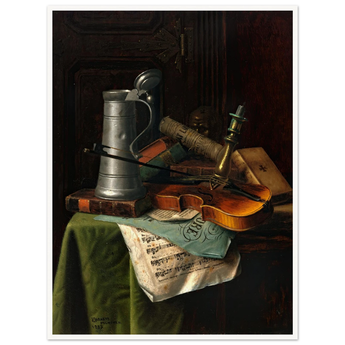 Still Life with Violin (1883) Art Print | William Michael Harnett - Framed Poster - 30x40 cm / 12x16″ - Black frame