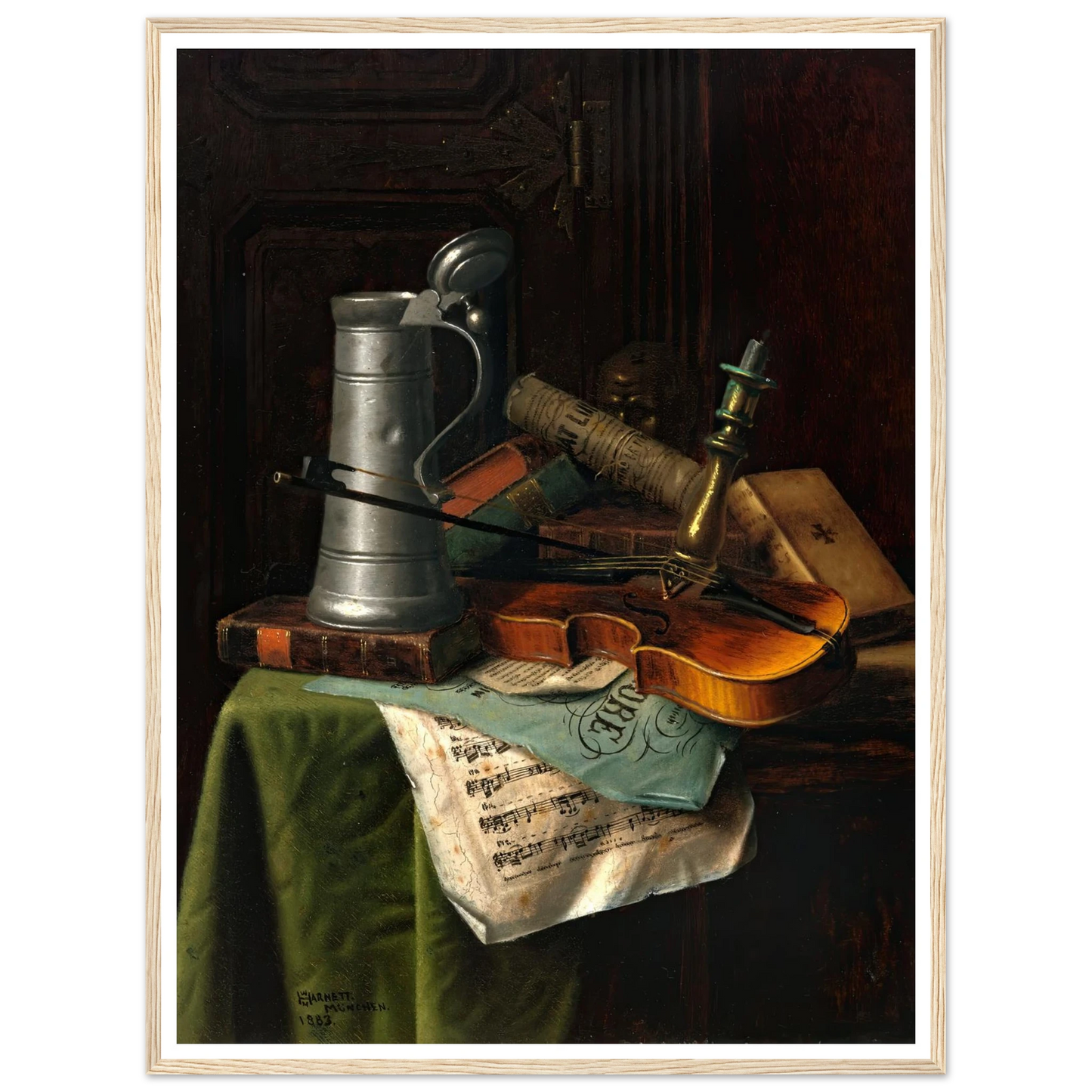 Still Life with Violin (1883) Art Print | William Michael Harnett - Framed Poster - 30x40 cm / 12x16″ - Black frame