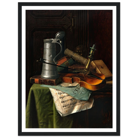 Still Life with Violin (1883) Art Print | William Michael Harnett - Framed Poster - 30x40 cm / 12x16″ - Black frame