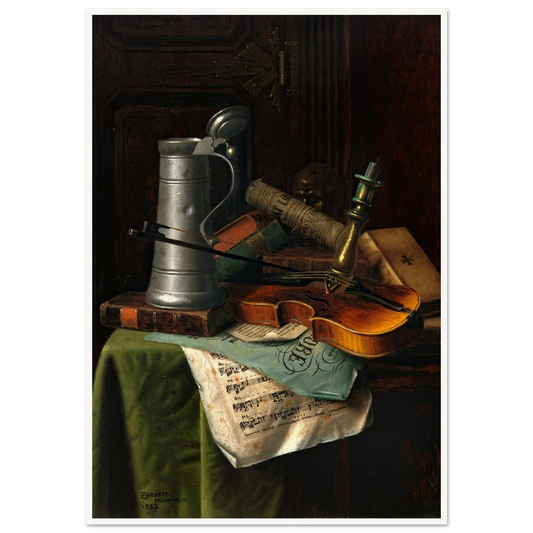 Still Life with Violin (1883) Art Print | William Michael Harnett - Framed Poster - 30x40 cm / 12x16″ - Black frame