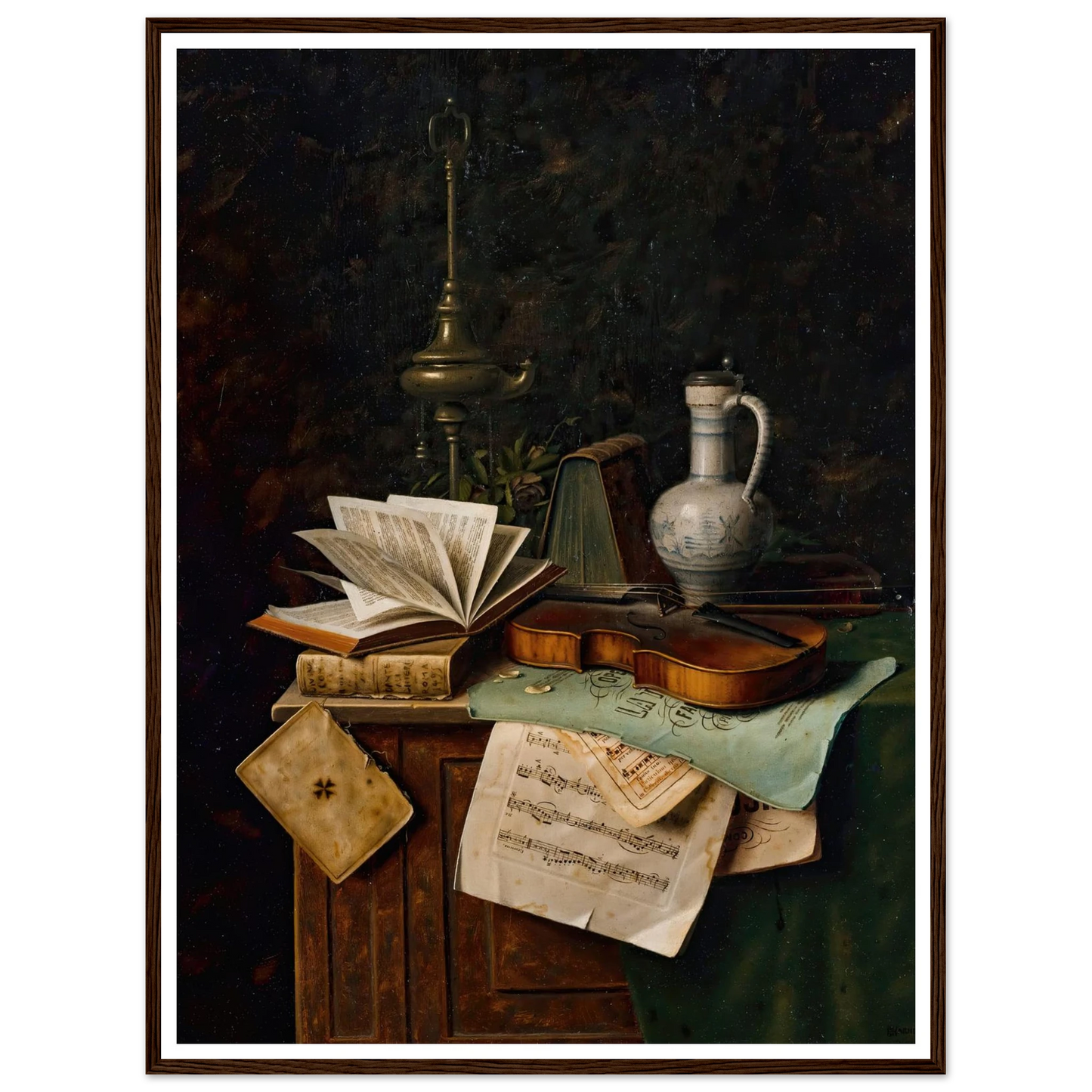 Still Life With Violin (1885) Art Print | William Michael Harnett - Framed Poster - 30x40 cm / 12x16″ - Black frame