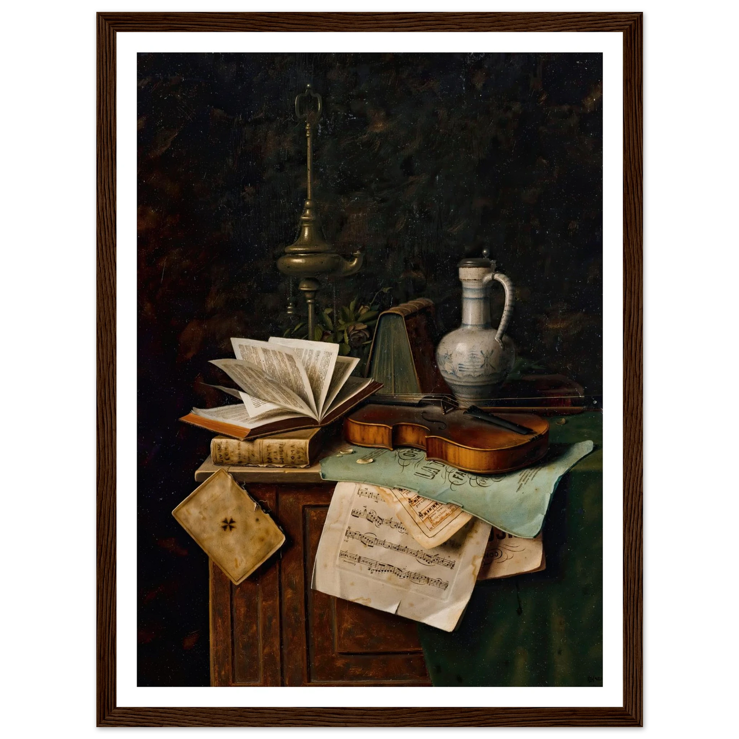 Still Life With Violin (1885) Art Print | William Michael Harnett - Framed Poster - 30x40 cm / 12x16″ - Black frame