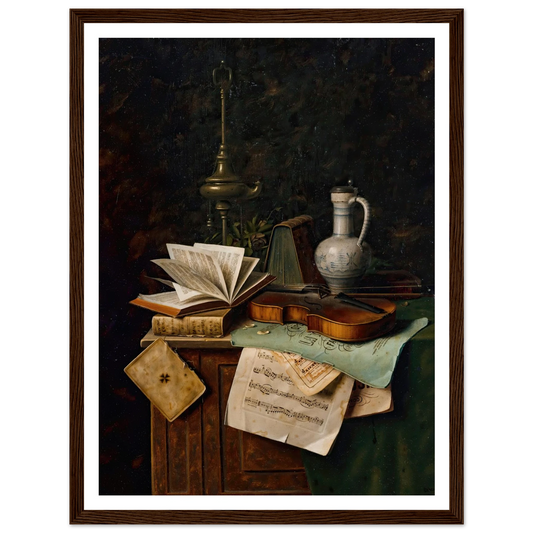 Still Life With Violin (1885) Art Print | William Michael Harnett - Framed Poster - 30x40 cm / 12x16″ - Black frame