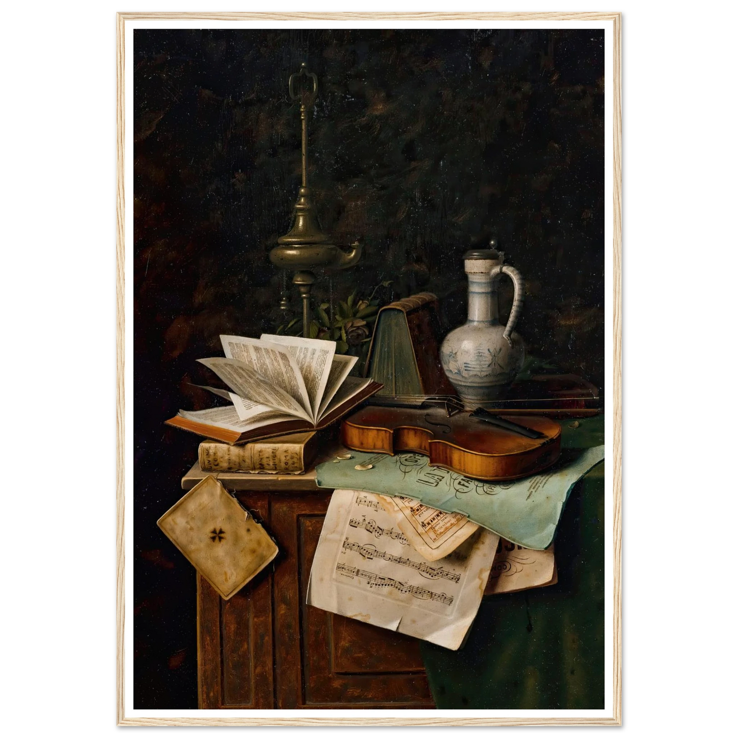 Still Life With Violin (1885) Art Print | William Michael Harnett - Framed Poster - 30x40 cm / 12x16″ - Black frame
