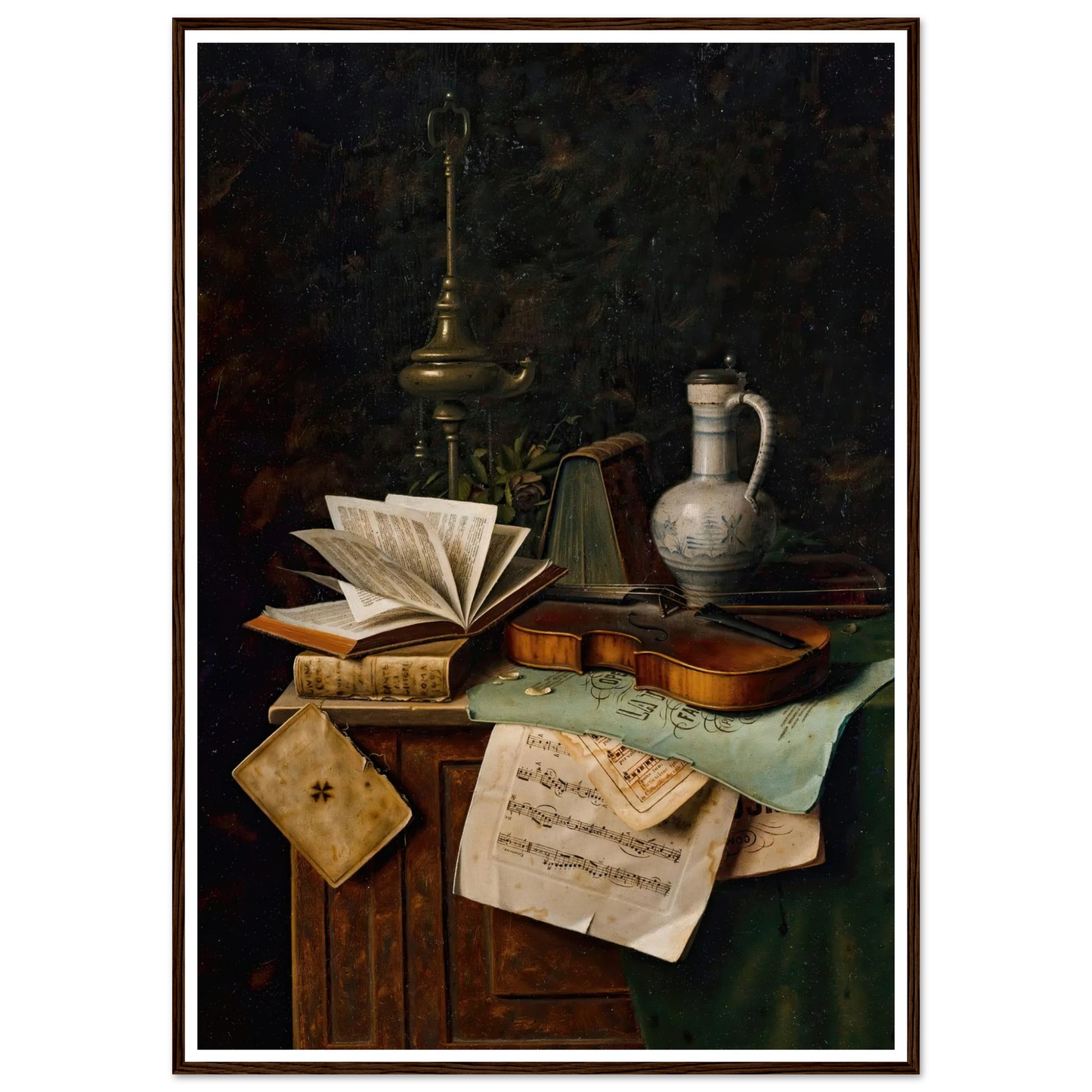 Still Life With Violin (1885) Art Print | William Michael Harnett - Framed Poster - 30x40 cm / 12x16″ - Black frame