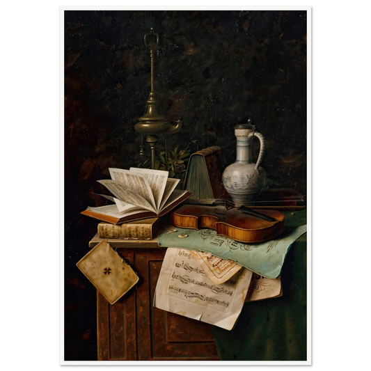 Still Life With Violin (1885) Art Print | William Michael Harnett - Framed Poster - 30x40 cm / 12x16″ - Black frame