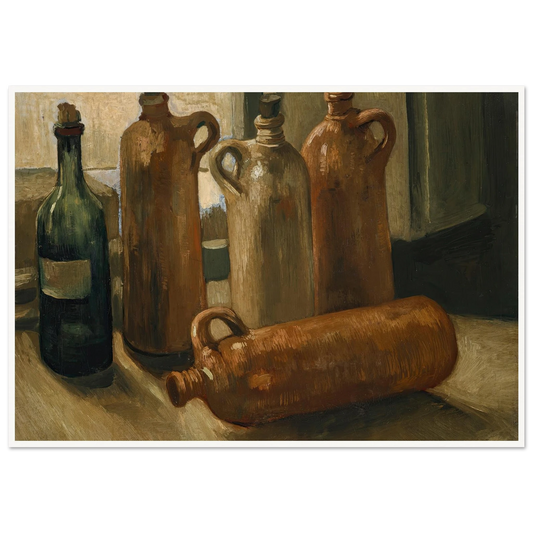 Stillleben mit fünf Flaschen (1884) Art Print | Vincent van Gogh - Framed Poster - 30x40 cm / 12x16″ - Black frame