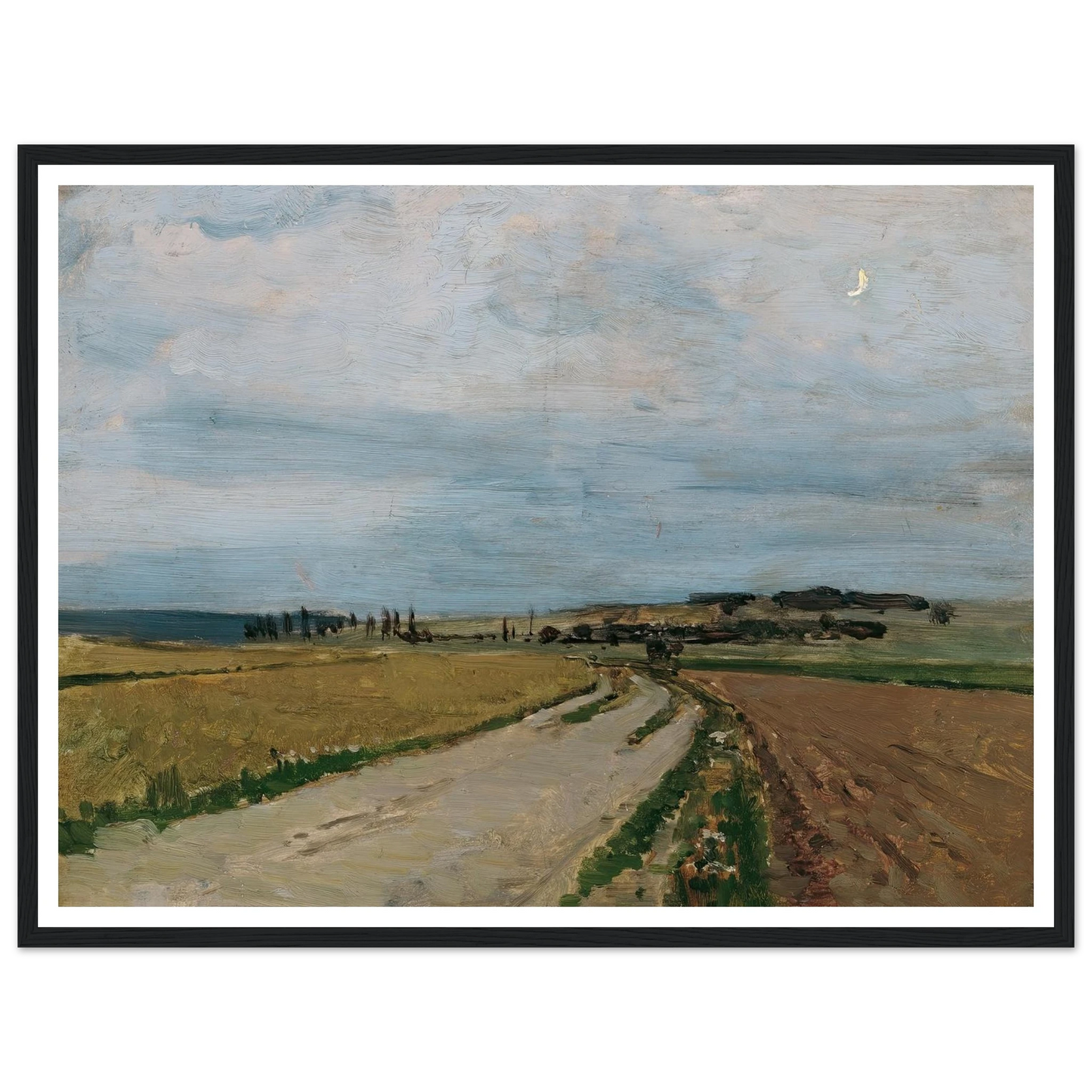 Stimmungsstudie Abend, Michelhausen (Plankenberg) (1888) Art Print | Carl Moll - Framed Poster - 30x40 cm / 12x16″ - Black frame