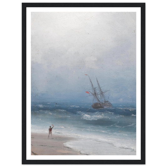Stormy Coast Art Print | Ivan Konstantinovich Aivazovsky - Framed Poster - 30x40 cm / 12x16″ - Black frame