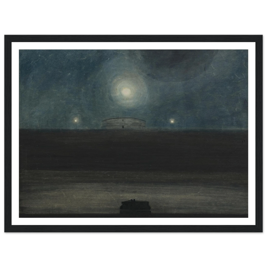 Strand met maan (1908) Art Print | Leon Spilliaert - Framed Poster - 30x40 cm / 12x16″ - Black frame
