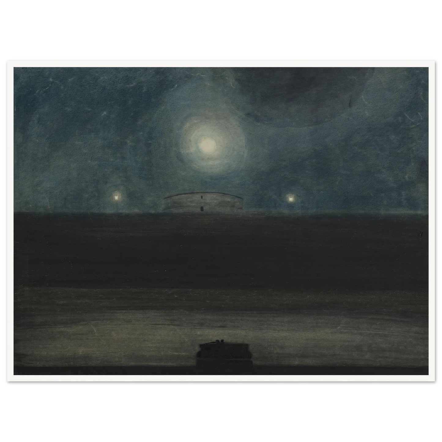 Strand met maan (1908) Art Print | Leon Spilliaert - Framed Poster - 30x40 cm / 12x16″ - Black frame