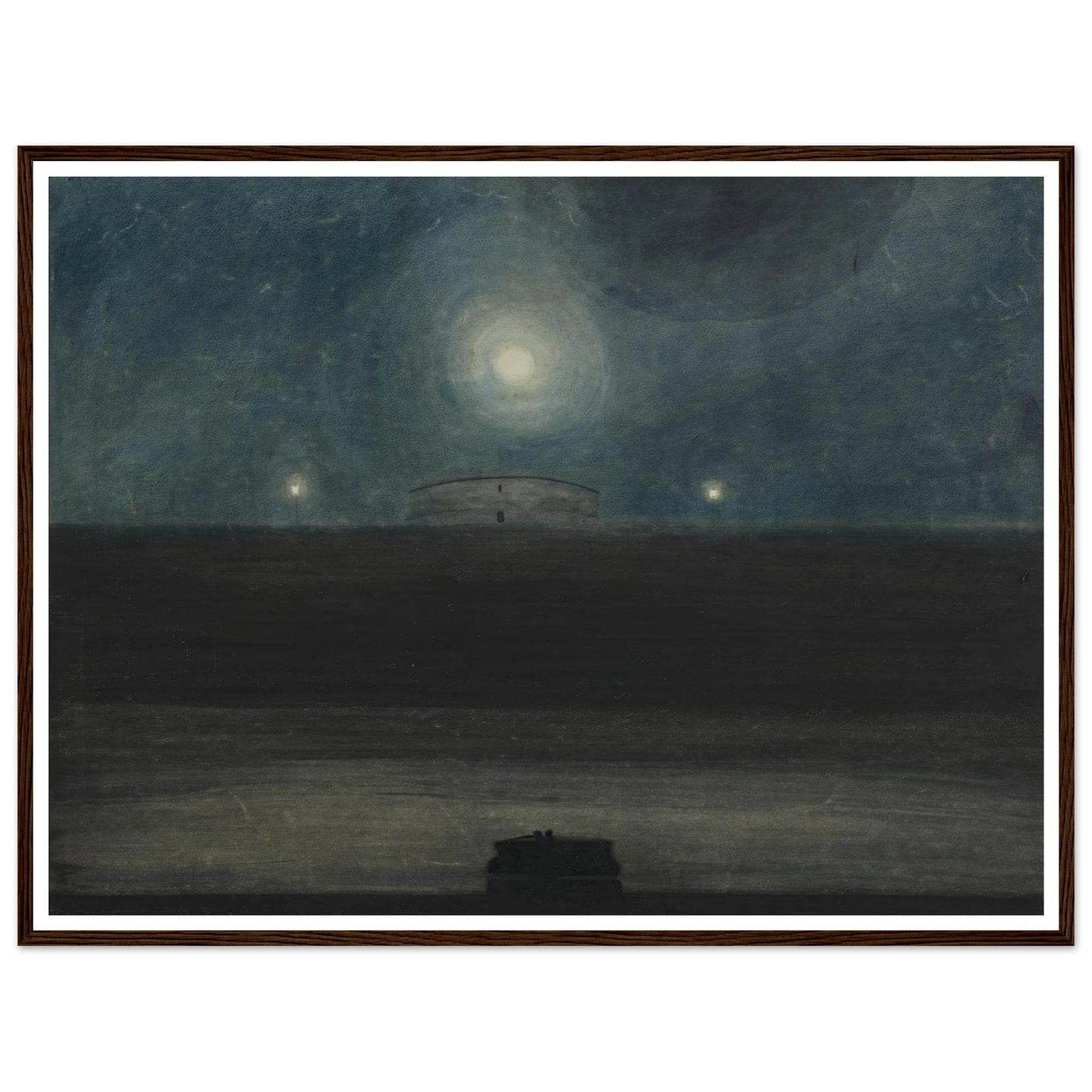 Strand met maan (1908) Art Print | Leon Spilliaert - Framed Poster - 30x40 cm / 12x16″ - Black frame