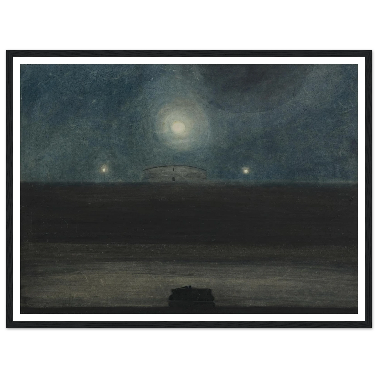 Strand met maan (1908) Art Print | Leon Spilliaert - Framed Poster - 30x40 cm / 12x16″ - Black frame