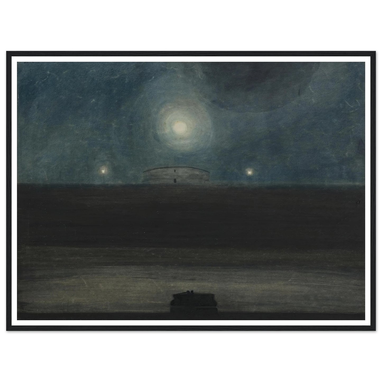 Strand met maan (1908) Art Print | Leon Spilliaert - Framed Poster - 30x40 cm / 12x16″ - Black frame